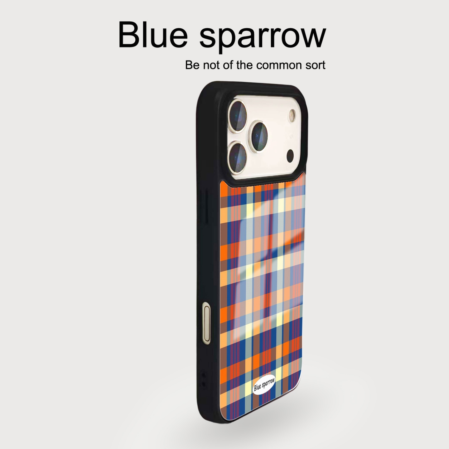 时尚橙蓝格纹刀锋菲林手机壳