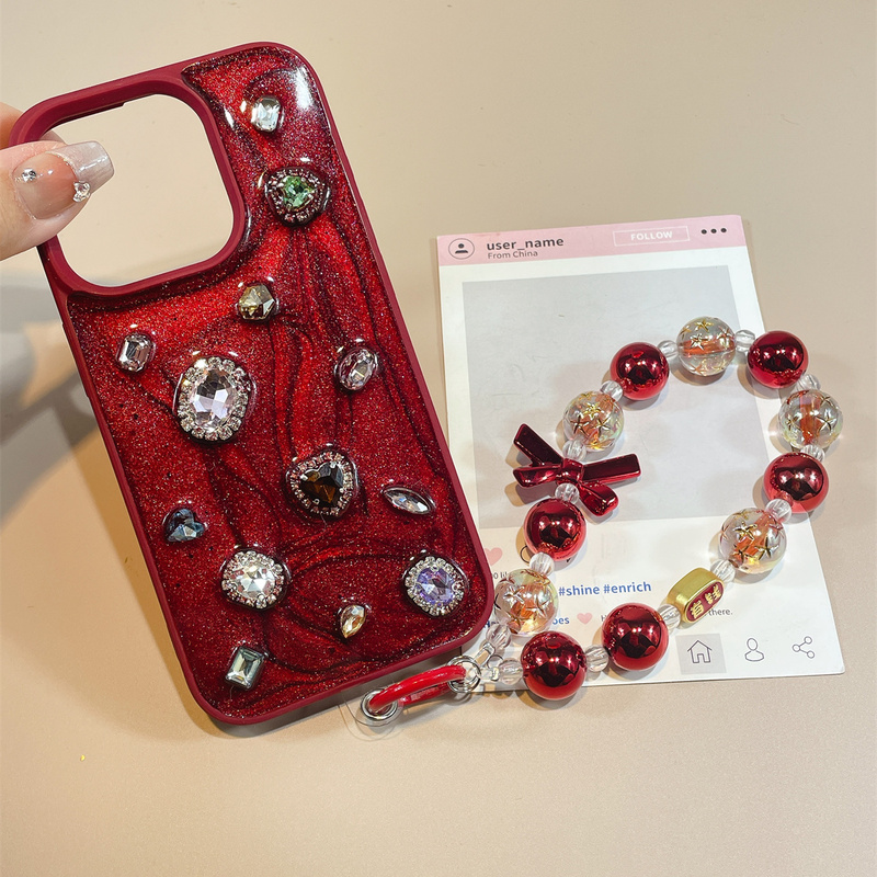 高级轻奢水钻宝石滴胶手机壳