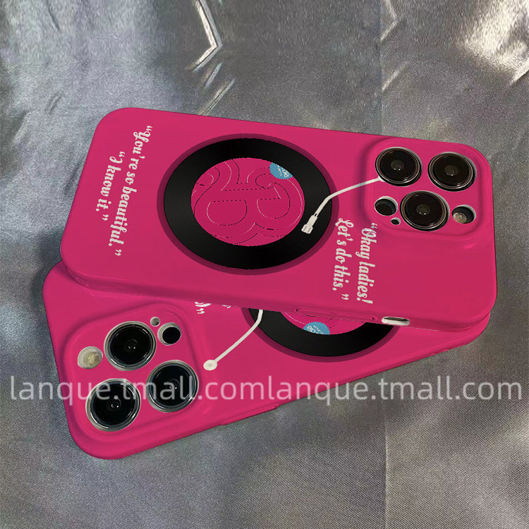 ins风玫红色芭比唱片菲林壳