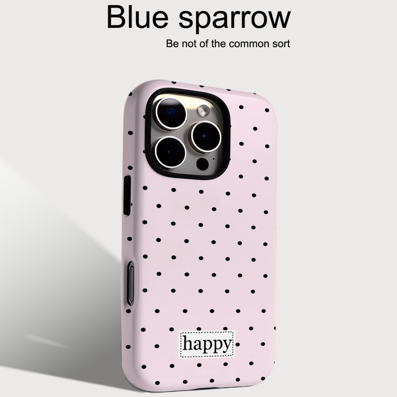 少女浅粉波点二合一菲林手机壳