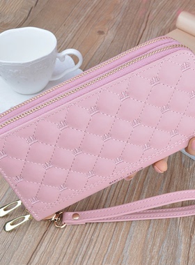 2026女士钱包长款手拿包拉链黑色皮夹时尚大容量精致双层真皮钱夹