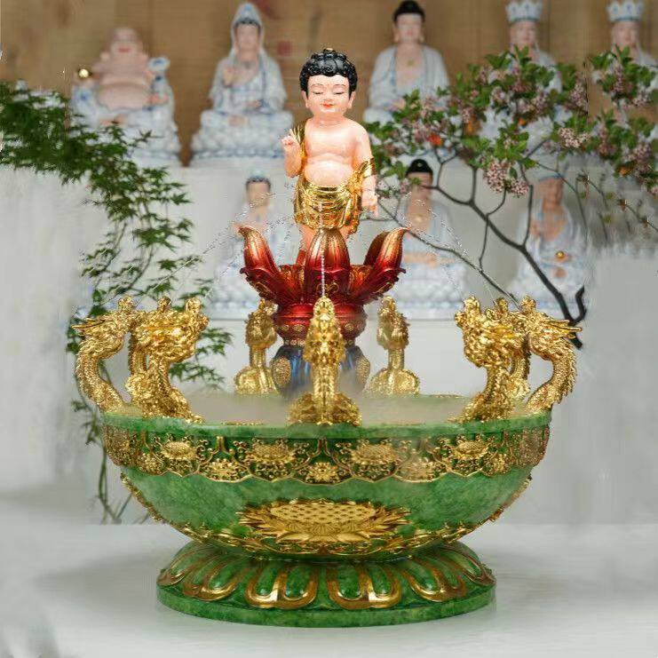 九龙浴佛盆寺庙浴佛节玻璃钢浴佛用品九龙吐水浴佛盆太子佛摆件