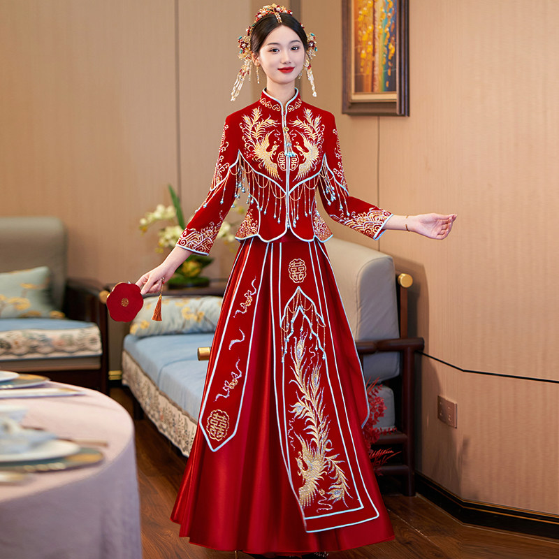 丝绒高级龙凤褂新娘秀禾服敬酒