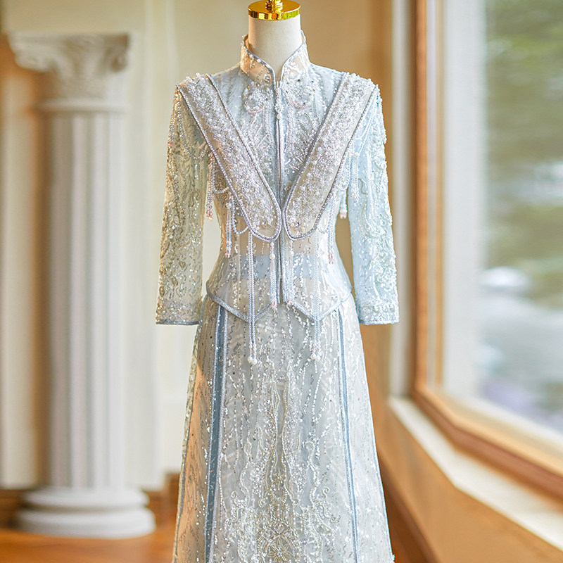 蓝色秀禾服2026新款春夏新娘服结婚敬酒服薄款中式嫁衣高端婚服女
