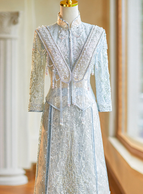 蓝色秀禾服2026新款春夏新娘服结婚敬酒服薄款中式嫁衣高端婚服女