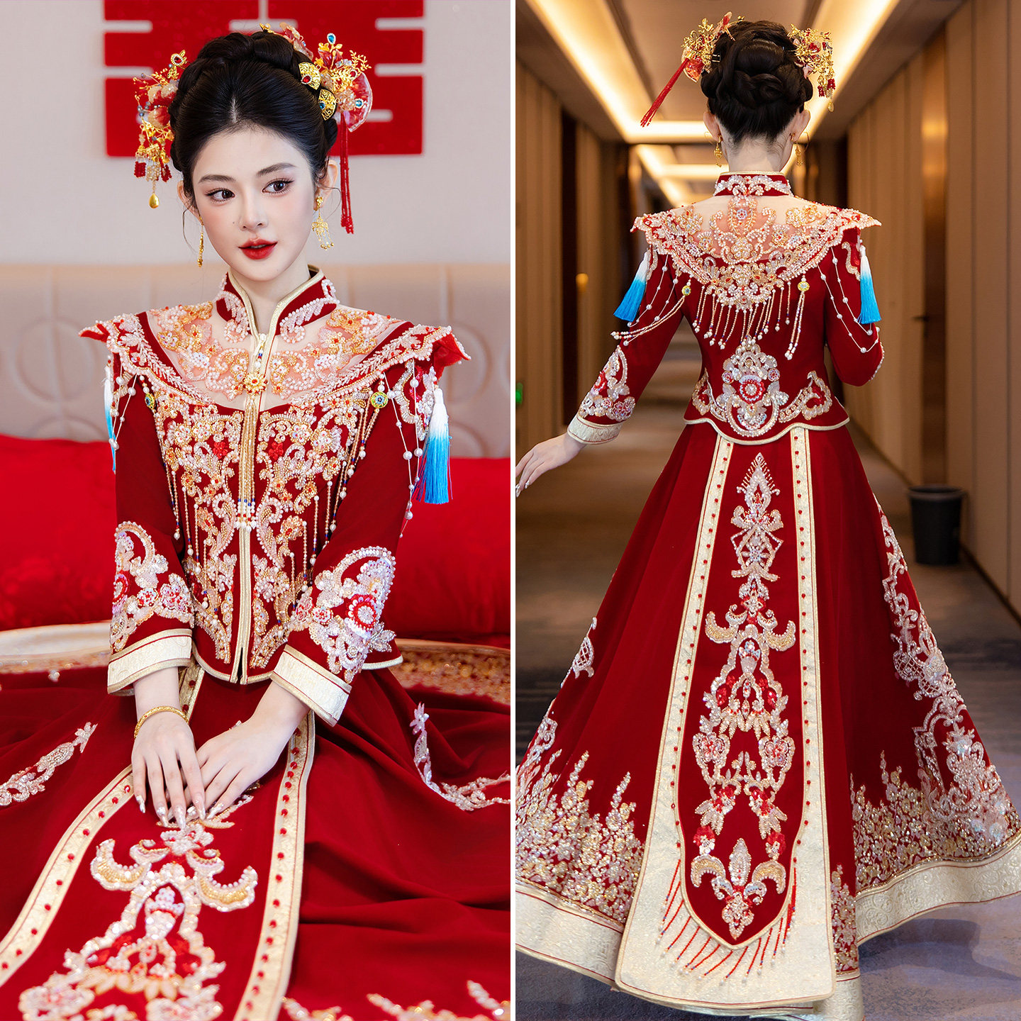 丝绒大码新娘结婚宴会秀禾服