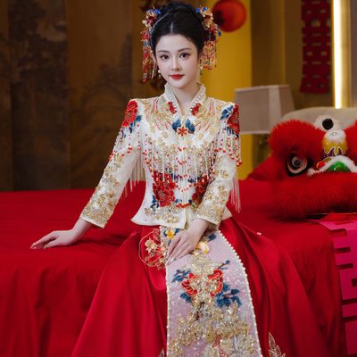 香槟色牡丹花秀禾服小个子新款