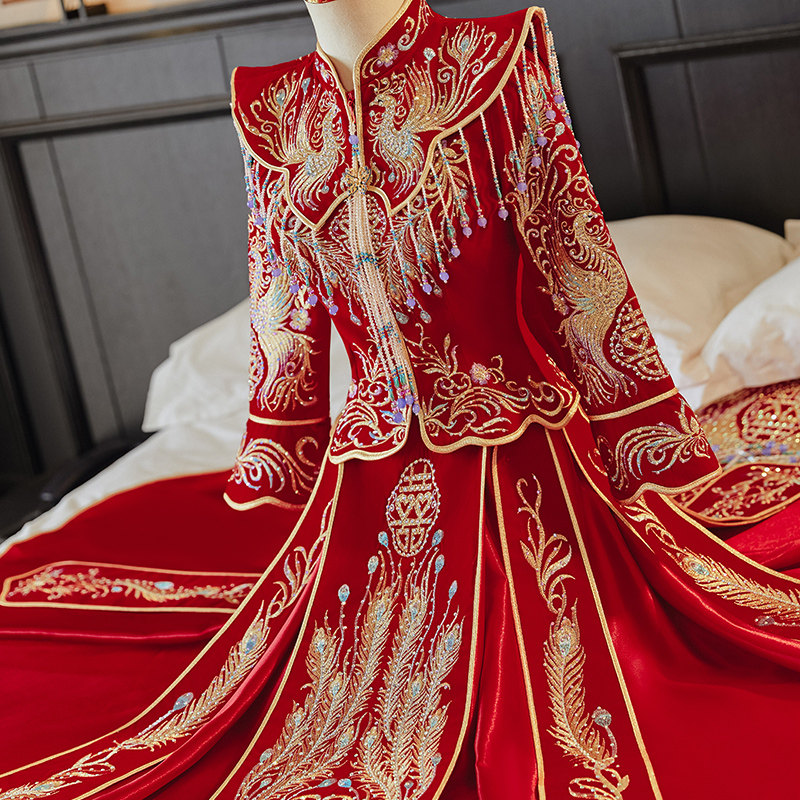 丝绒秀禾服2026新款保暖婚服中式