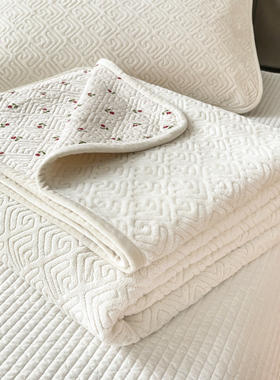 可定做榻榻米白色牛奶绒床垫双面两用全棉加绒床盖床褥垫被绗缝被