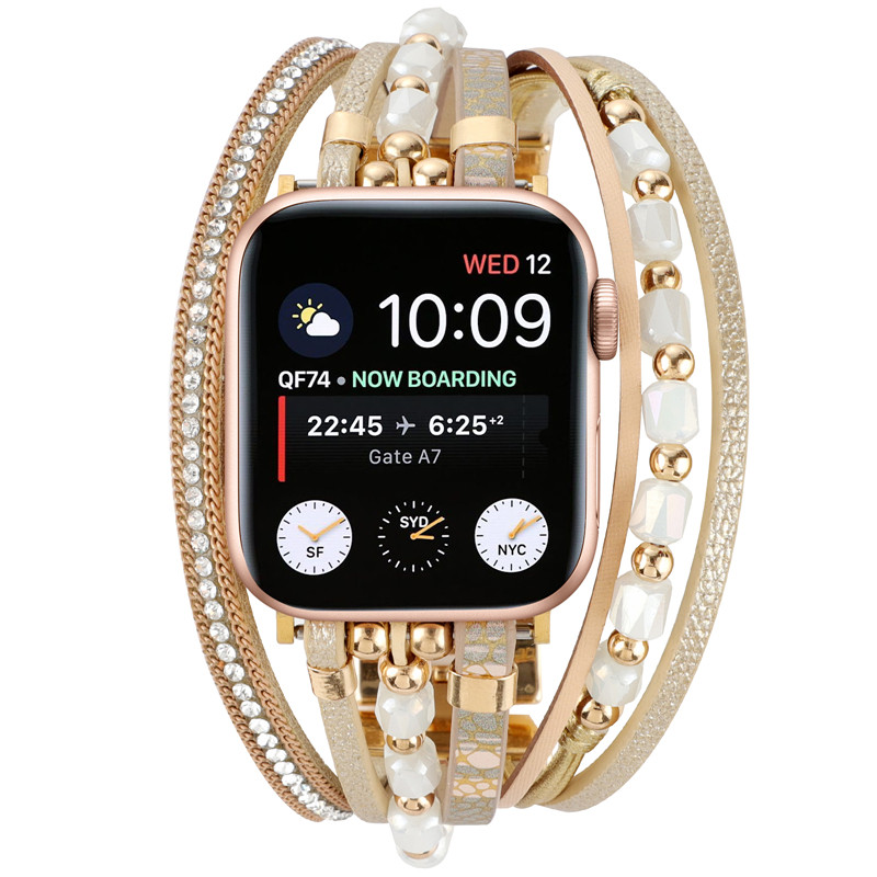 SUITABLE FOR APPLE IWATCH5678910 SMART WATCH SE ULTRA2 BRACELET NATIONAL RETRO BEADED STRAP FEMALE