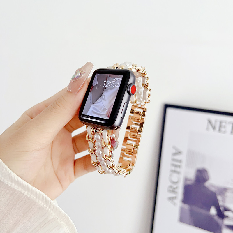 SUITABLE FOR APPLE IWATCH345678SES10 9ULTRA2 SMART WATCH METAL SMALL FRAGRANCE BEAD STRAP