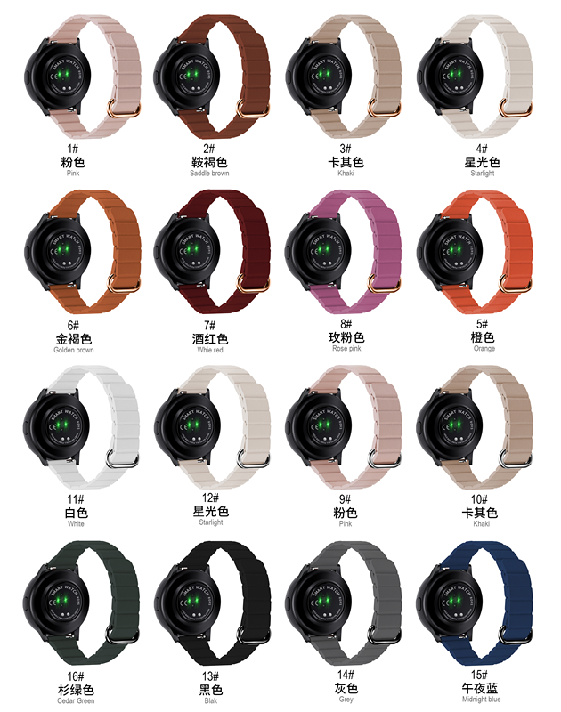 适用三星GalaxyWatch3/4Classi Active2智能手表磁吸环扣皮质表带 智能设备 智能手表手环表带/腕带 原图主图