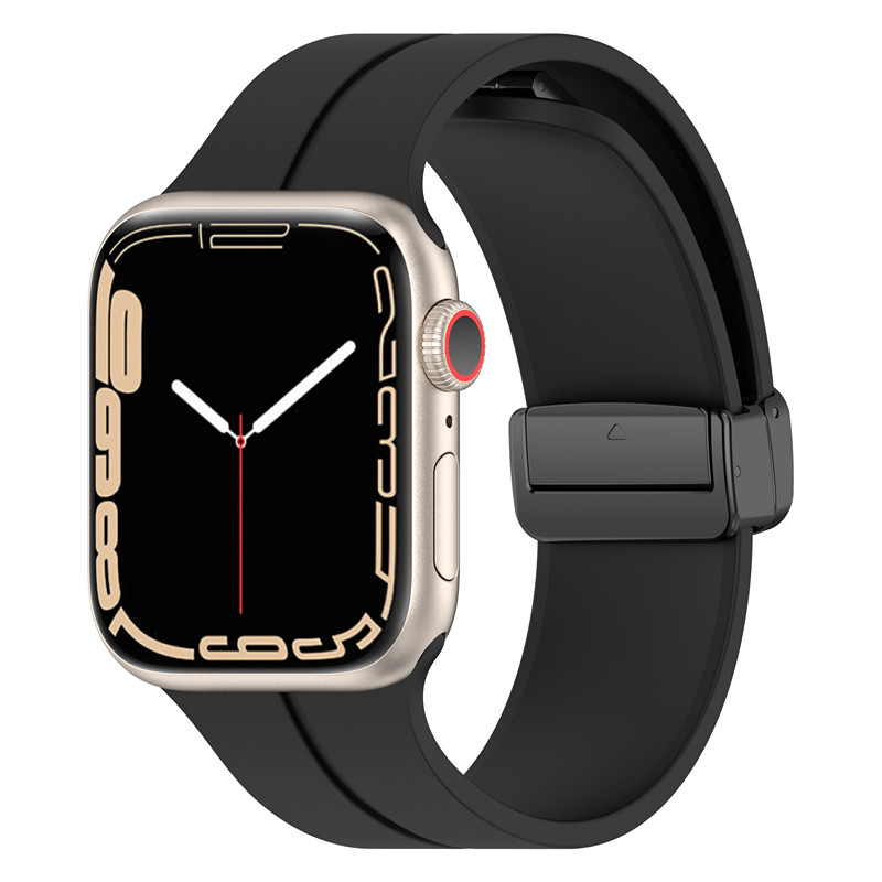 SUITABLE FOR APPLE IWATCH3456789SES10 SMART WATCH STARLIGHT COLOR SILICONE BUTTERFLY BUCKLE MAGNETIC STRAP