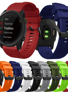 适用佳明Forerunner745智能运动手表vivoactive4Active黑硅胶表带