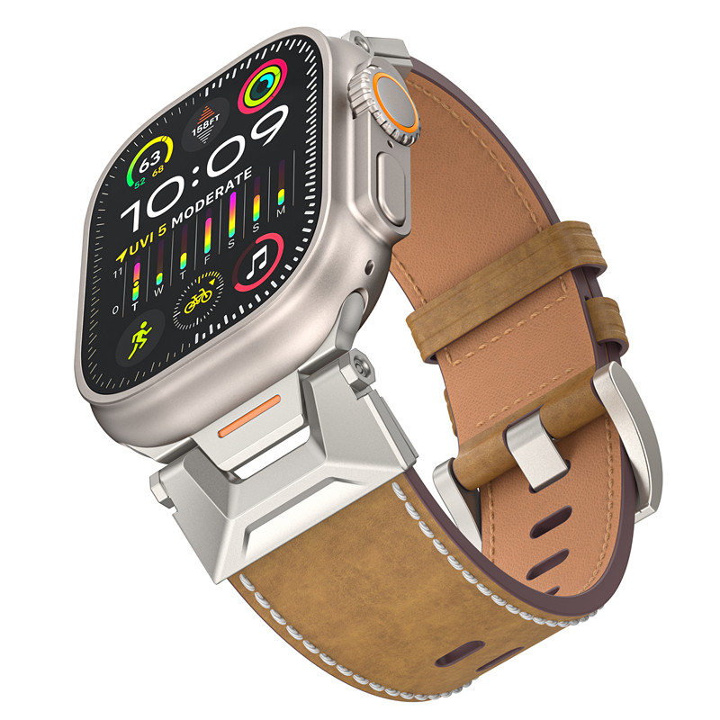 COMPATIBLE APPLE IWATCHS9S10 ULTTAR2 WATCH APPLE S7S8 ALL-IN-ONE MECHA LEATHER STRAP 49
