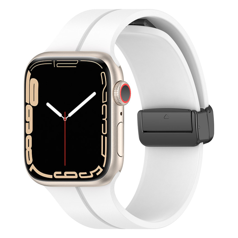 SUITABLE FOR APPLE IWATCH3456789SES10 SMART WATCH STARLIGHT COLOR SILICONE BUTTERFLY BUCKLE MAGNETIC STRAP