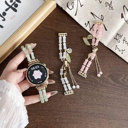 适用三星watch456代7智能手表Active2竹高串珠调节链腕带18/20/22