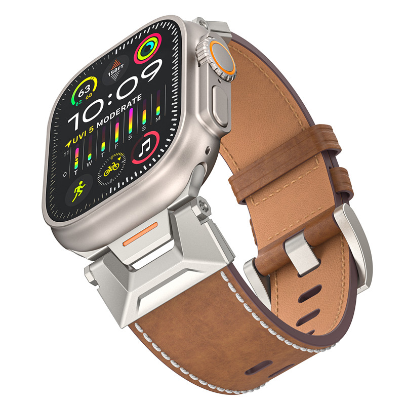 COMPATIBLE APPLE IWATCHS9S10 ULTTAR2 WATCH APPLE S7S8 ALL-IN-ONE MECHA LEATHER STRAP 49