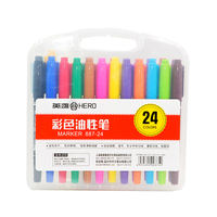 Hero 880 Marker pens 12-color, 24-color, 36-color, 48-color oil-based pens, colorful thick and thin, large double-headed markers, Mark pens, pop poster doodle pens, student hand-drawn design anime set thumbnail 2