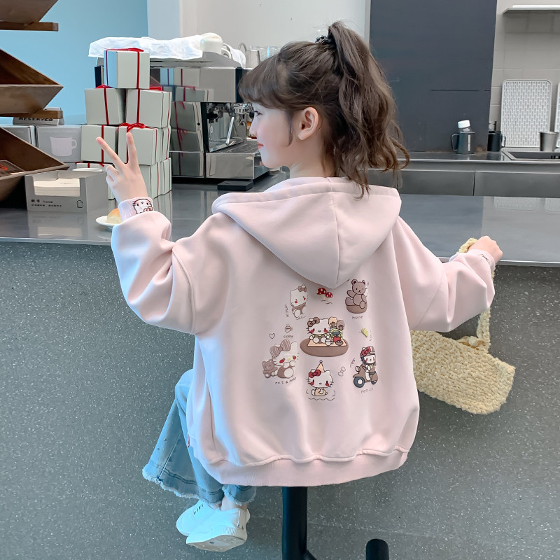 女童春装外套洋气儿童连帽上衣图片