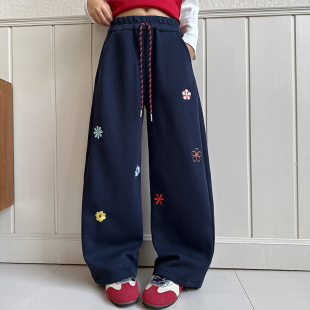 子春季 运动裤 儿童休闲裤 女童弯刀裤 直筒裤 洋气女大童裤 春装 春秋款