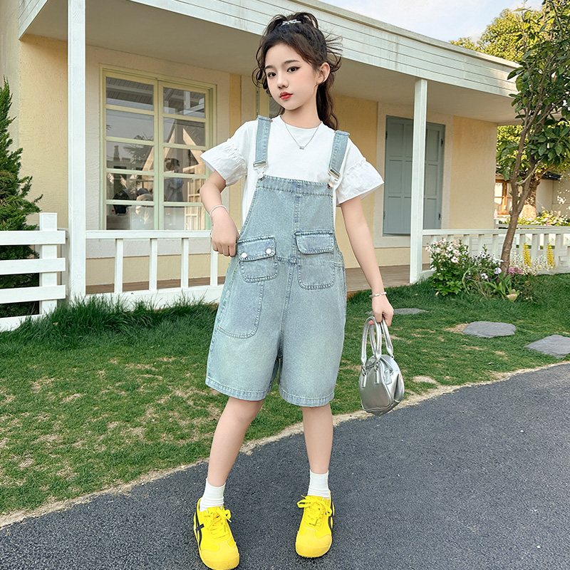 女童背带裤套装夏装洋气时髦儿童夏日穿搭两件套夏季女孩衣服夏款