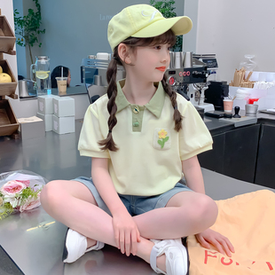 中大童polo衫 洋气儿童半袖 上衣夏装 夏款 t恤夏季 女童短袖 2025新款