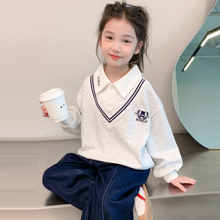 女童长袖卫衣春装2026新款儿童假两件上衣春季洋气中大童衣服春秋