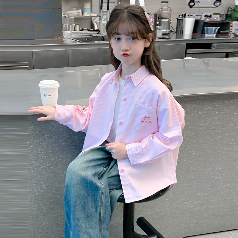 女童长袖衬衫春秋款儿童外套图片