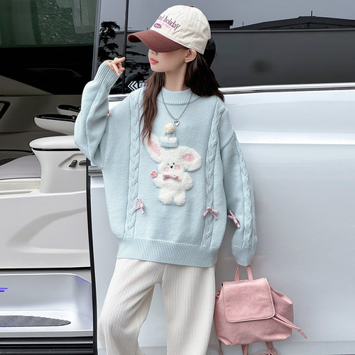 女童加绒加厚毛衣冬装加厚打底衫