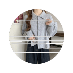 灰色刺绣开衫卫衣外套女春秋2026新款女士穿搭薄款设计感圆领上衣