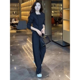 两件套潮2025 时尚 气质减龄套装 女春秋新款 轻奢高级感女人味阔腿裤
