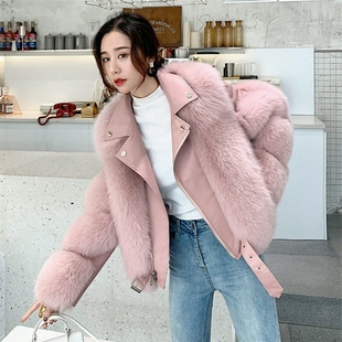 新款 2026新款 显瘦裘皮上衣网红冬季 短款 仿狐狸毛皮草外套女机车款