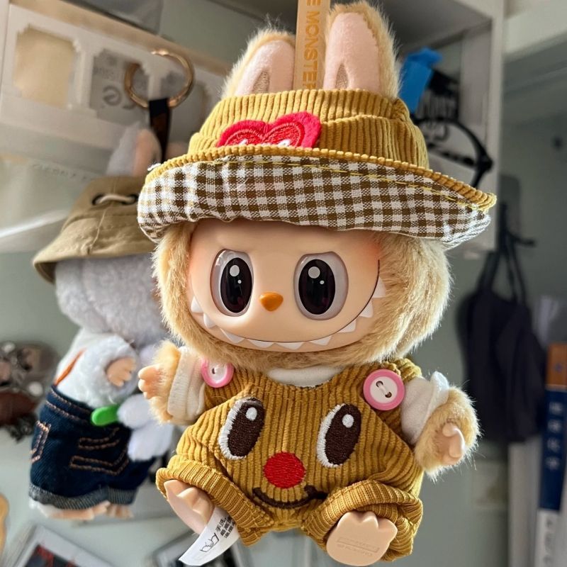 拉bubu新品17cm娃衣“黄油小熊”换装衣服套装一二三代背带裤可爱