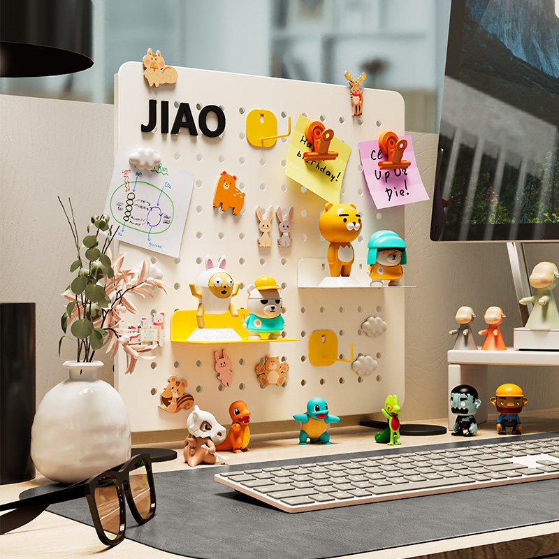 可立式洞洞板免打孔办公桌子隔断工位收纳神器桌面云朵隔板置物架