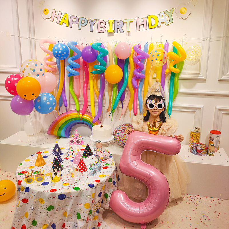 宝宝一周岁生日布置男孩生日气球装饰场景布置小公主创意派对装扮