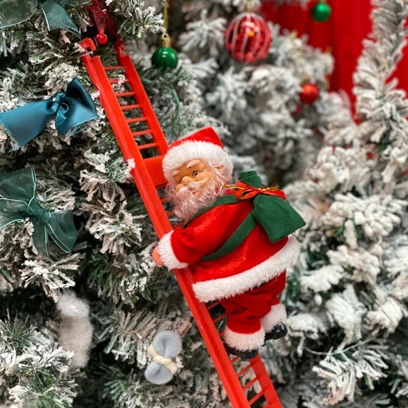 爬绳圣诞老人爬梯爬珠子圣诞节装饰电动玩具公仔礼品圣诞树摆挂件