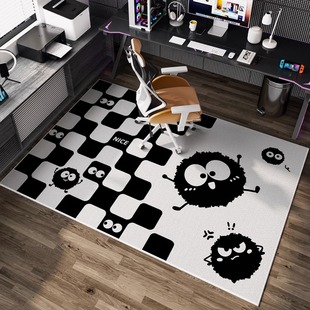 电竞房潮玩地毯可机洗电竞椅专用隔音防滑创意地垫阅读区转椅脚垫