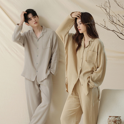 春秋情侣家居服套装纯棉婴儿棉