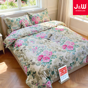 2.2x2.4米纯棉被套床品 2x2.3 清新田园100%纯棉四件套1.5 1.8x2