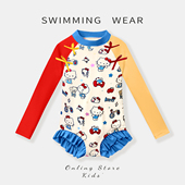 连体游泳衣女宝宝防晒海边度假卡通泳装 女童泳衣2025新款 女孩长袖