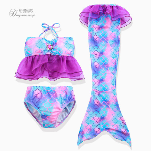 动漫蚂蚁女童美人鱼尾巴泳衣分体