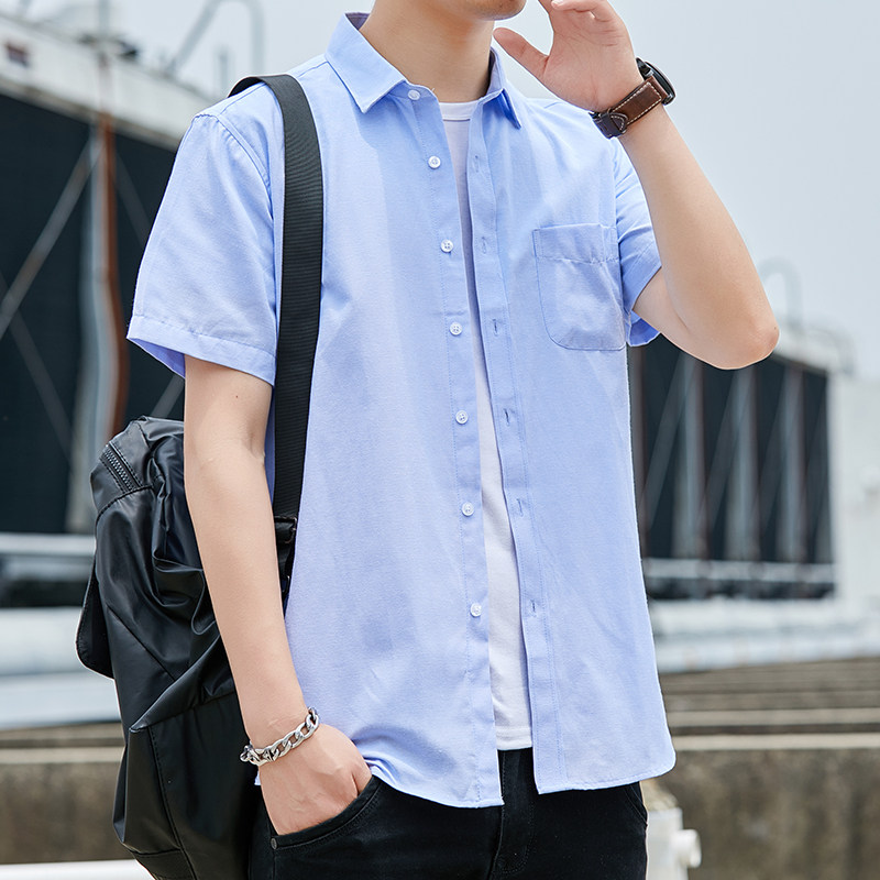 夏季男士修身短袖商务衬衫加大码半袖休闲工作衬衣酒店职业服装潮