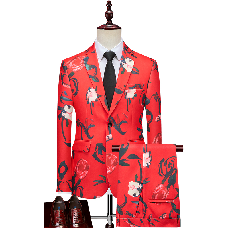 春秋季男式印花西服套装