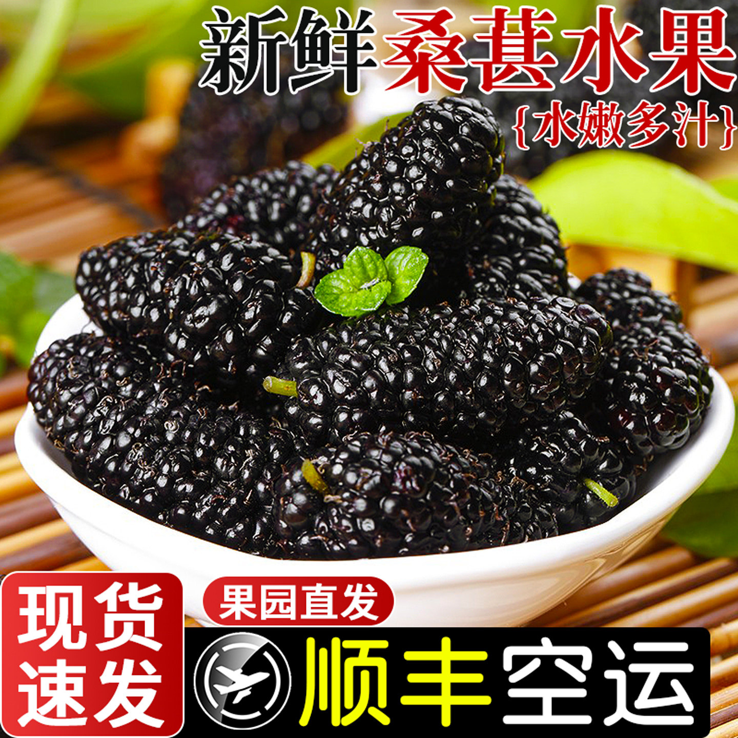 新鲜采摘丨桑葚鲜果丨颗粒饱满