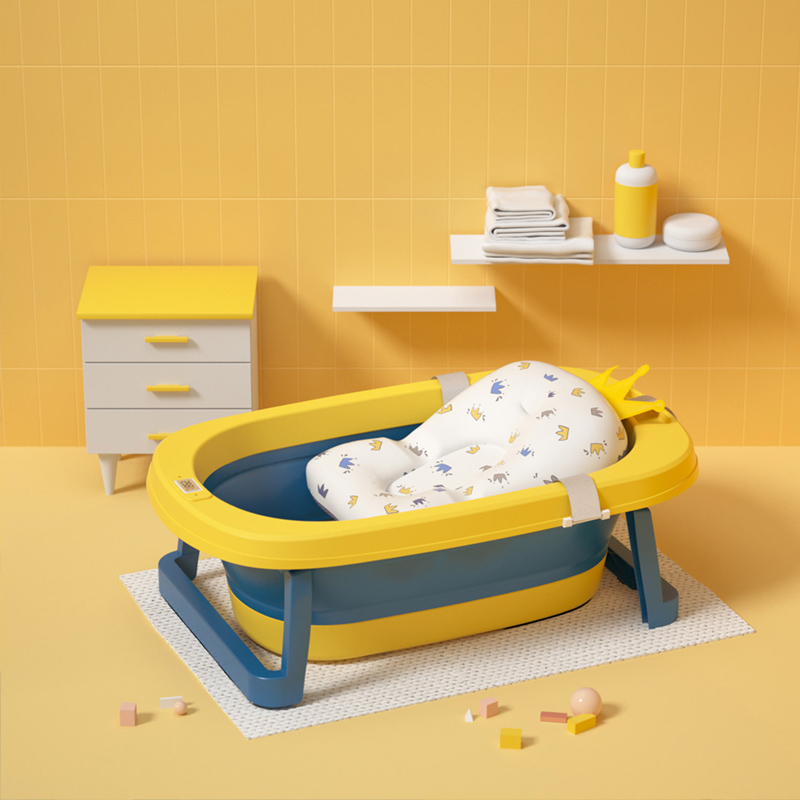 婴儿小孩可坐可躺温度计洗澡盆