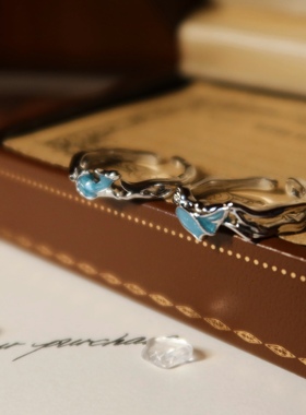 Seaside Rendezvous｜银色浪花复古戒指 情侣对戒叠戴可调节尾戒