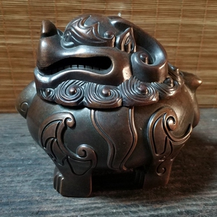 铜炉 铜香炉 瑞兽香熏炉貔貅造型威武做工精致包浆老气品相佳包邮