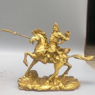 纯铜关公骑马关公像大刀武财神佛像招财镇宅开业乔迁礼品人物摆件