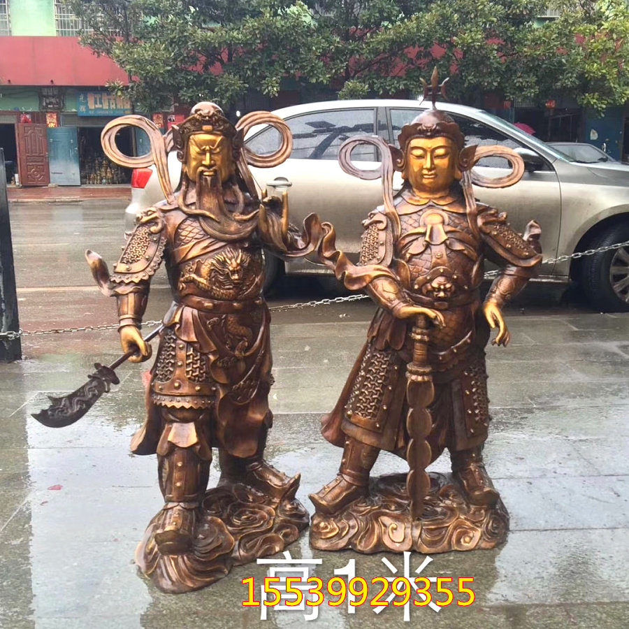 大号纯铜关公韦陀铜像珈蓝护法像镇宅武财神风水铜器桌面工艺摆件